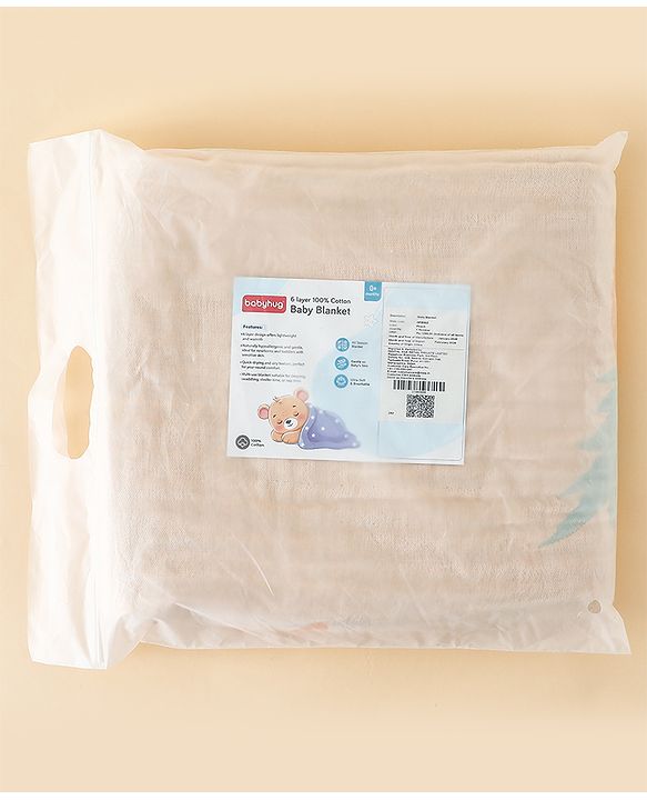 Babyhug 100% Pure Cotton Six Layer Baby Blanket Space Print  Super Soft & Absorbent| All Season Blanket| New Born Gifting| Bath Towel, Wrapper, Feeding Towel| Machine Washable- Blue