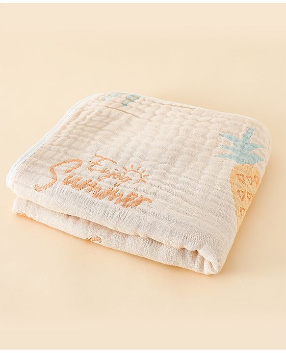 Babyhug 100% Pure Cotton Six Layer Baby Blanket Space Print  Super Soft & Absorbent| All Season Blanket| New Born Gifting| Bath Towel, Wrapper, Feeding Towel| Machine Washable- Blue