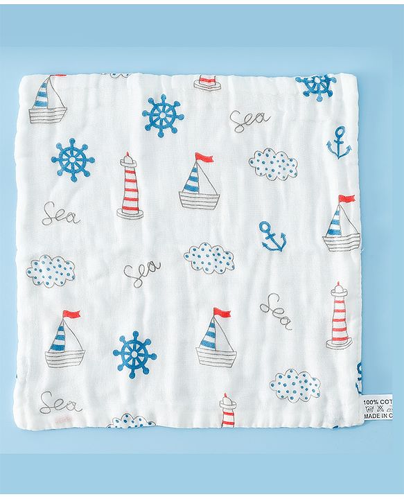 Babyhug 6 Layer Muslin Wash Cloth 100% Cotton| High Absorbency| Ultra Soft| Feeding & Diapering Essential| Machine Washable & Re-usable| Bath & Toweling Pack of 5 - Multicolour