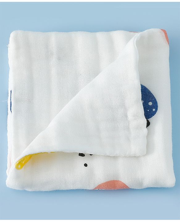 Babyhug 6 Layer Muslin Wash Cloth 100% Cotton| High Absorbency| Ultra Soft| Feeding & Diapering Essential| Machine Washable & Re-usable| Bath & Toweling Pack of 5 - Multicolour