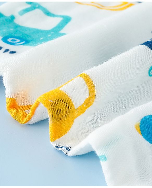 Babyhug 6 Layer Muslin Wash Cloth 100% Cotton| High Absorbency| Ultra Soft| Feeding & Diapering Essential| Machine Washable & Re-usable| Bath & Toweling Pack of 5 - Multicolour