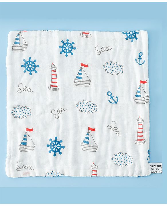 Babyhug 6 Layer Muslin Wash Cloth 100% Cotton| High Absorbency| Ultra Soft| Feeding & Diapering Essential| Machine Washable & Re-usable| Bath & Toweling Pack of 5 - Multicolour