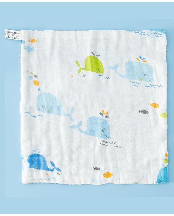 Babyhug 6 Layer Muslin Wash Cloth 100% Cotton| High Absorbency| Ultra Soft| Feeding & Diapering Essential| Machine Washable & Re-usable| Bath & Toweling Pack of 5 - Multicolour