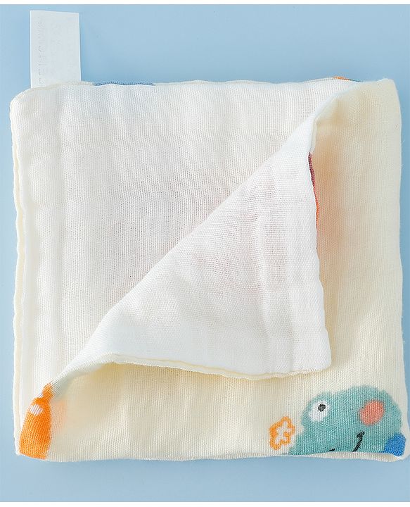 Babyhug 6 Layer Muslin Wash Cloth  100% Cotton High Absorbency Ultra Soft Feeding & Diapering Essential Machine Washable & Re-usable Bath & Toweling Pack of 5 - Multicolour