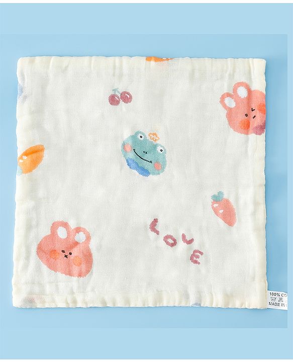 Babyhug 6 Layer Muslin Wash Cloth  100% Cotton High Absorbency Ultra Soft Feeding & Diapering Essential Machine Washable & Re-usable Bath & Toweling Pack of 5 - Multicolour
