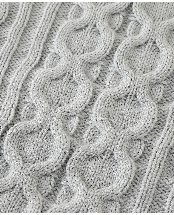 Babyhug Premium Hooded Knitted Blanket Sleeping Bag with Soft Fur Lining| Light Weight| Warm & Cozy Winter Wrapper| Machine Washable| Button Closure| 0 to 12 months| New Born Gifting - Grey