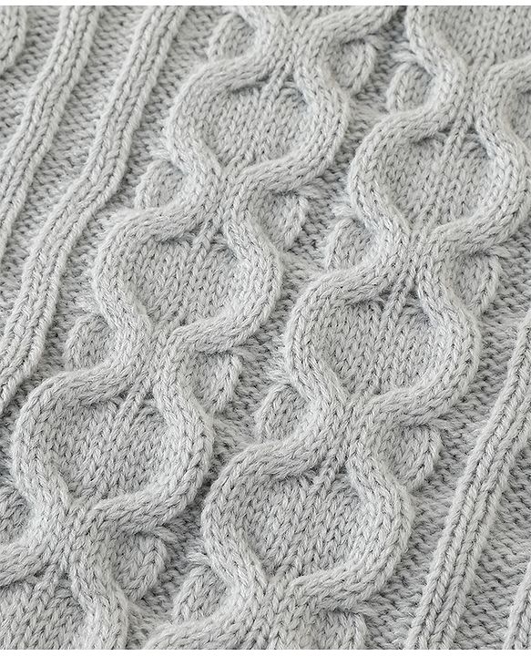 Babyhug Premium Hooded Knitted Blanket Sleeping Bag with Soft Fur Lining| Light Weight| Warm & Cozy Winter Wrapper| Machine Washable| Button Closure| 0 to 12 months| New Born Gifting - Grey