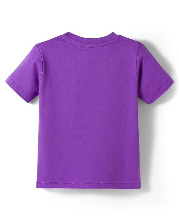 Babyhug Marvel Cotton Knit T-Shirt with Spider-Man Graphic Half Sleeves Round Neck Purple