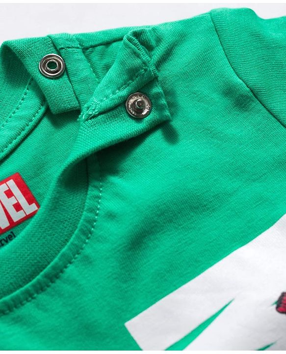 Babyhug Marvel Cotton Knit T-Shirt with Spider-Man Graphic Half Sleeves Round Neck GREEN 6-9 Months