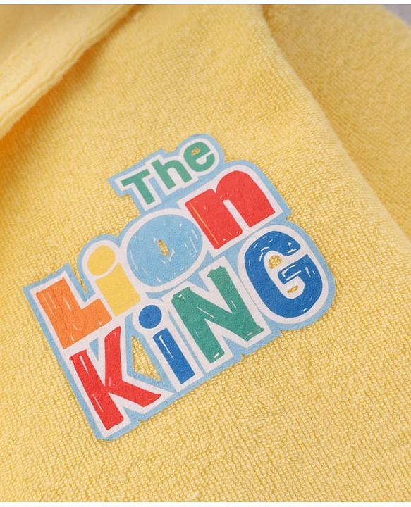 Babyhug Disney Terry Knit Hooded Bathrobe with Pockets & Lion King Graphics - Yellow
