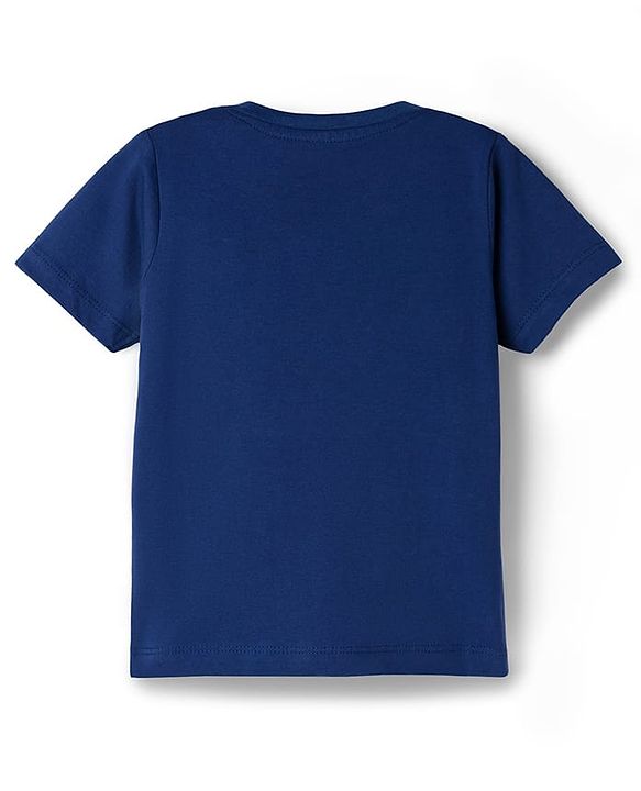 Babyhug Cotton Knit Full Sleeves T-Shirt & Shorts Night Suit With Text Print - Navy Blue