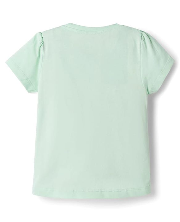 Babyhug Cotton Knit Half Sleeves Floral & Butterfly Printed & Striped T-Shirt & Shorts Night Suit - Light Green