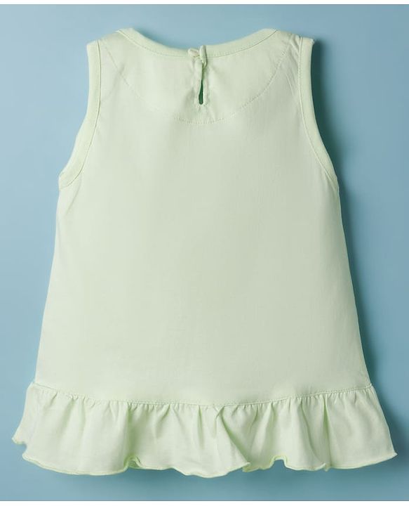 Babyhug Cotton Knit Sleeveless T-Shirt & Shorts Night Suit With Floral Print - Light Green