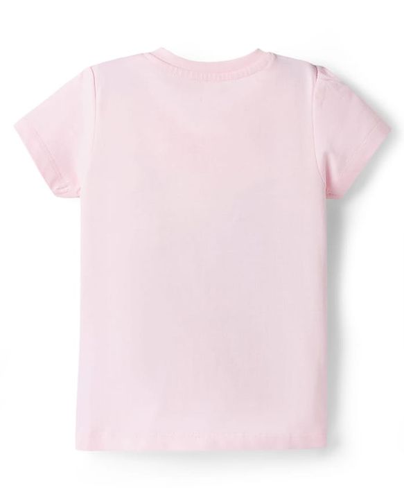 Babyhug Cotton Knit Half Sleeves Text Printed T-Shirt & Shorts Night Suit - Pink