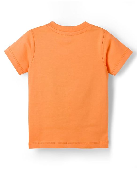 Babyhug Cotton Knit Half Sleeves T-Shirt & Shorts Night Suit with Bunny Print - Orange