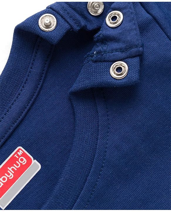 Babyhug Cotton Knit Half Sleeves T-Shirt & Shorts Night Suit With Animal Print - Navy Blue