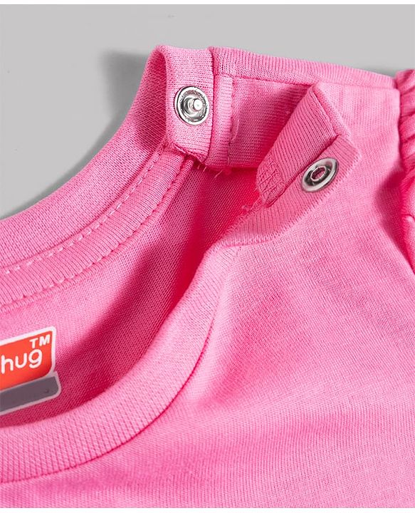 Babyhug Cotton Knit Half Sleeves T-Shirt & Shorts Night Suit with Smile Print - Pink