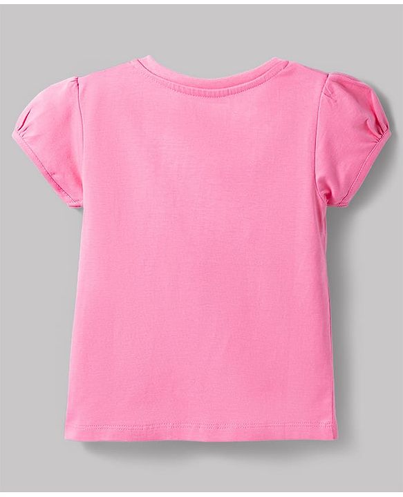 Babyhug Cotton Knit Half Sleeves T-Shirt & Shorts Night Suit with Smile Print - Pink