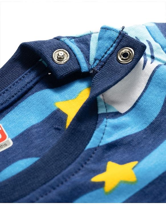 Babyhug Cotton Knit Half Sleeves T-Shirt & Shorts Co-ord Night Suit With Shark Print - Navy Blue