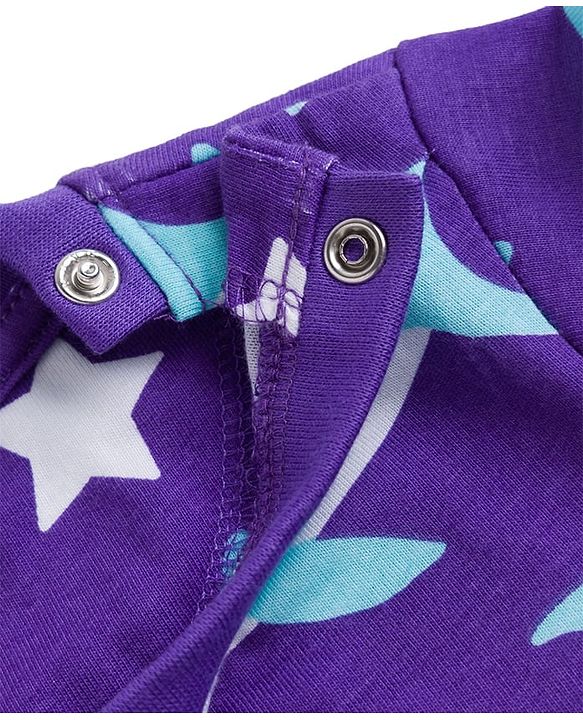 Babyhug Cotton Knit Half Sleeves T-Shirt & Shorts Co-ord Night Suit With Shark Print - Purple