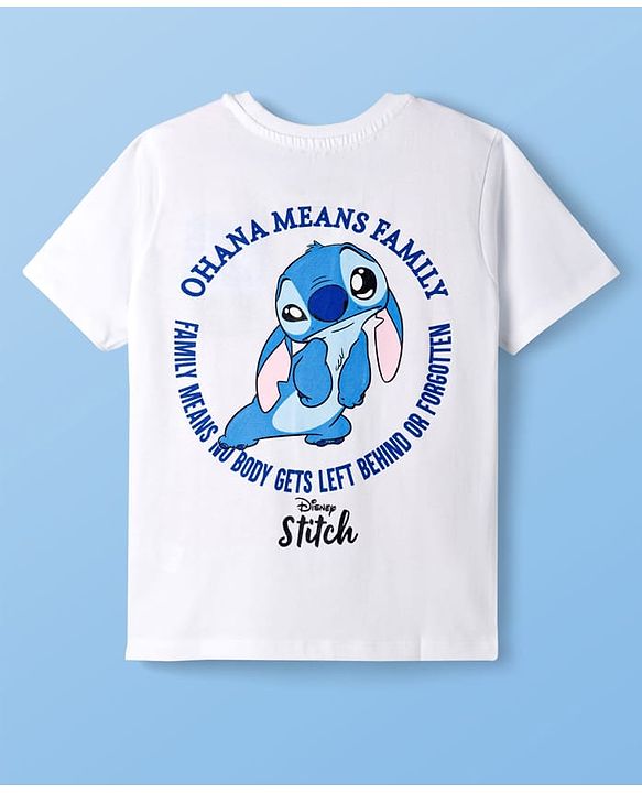 Pine Kids Disney 100% Cotton Knit Half Sleeves T-Shirt With Front & Back Stitch Graphic - White