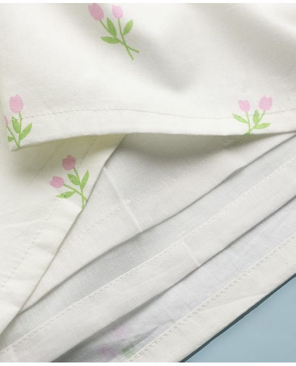 Babyhug Cotton Woven Sleeveless Frock With Floral Print & Applique - White