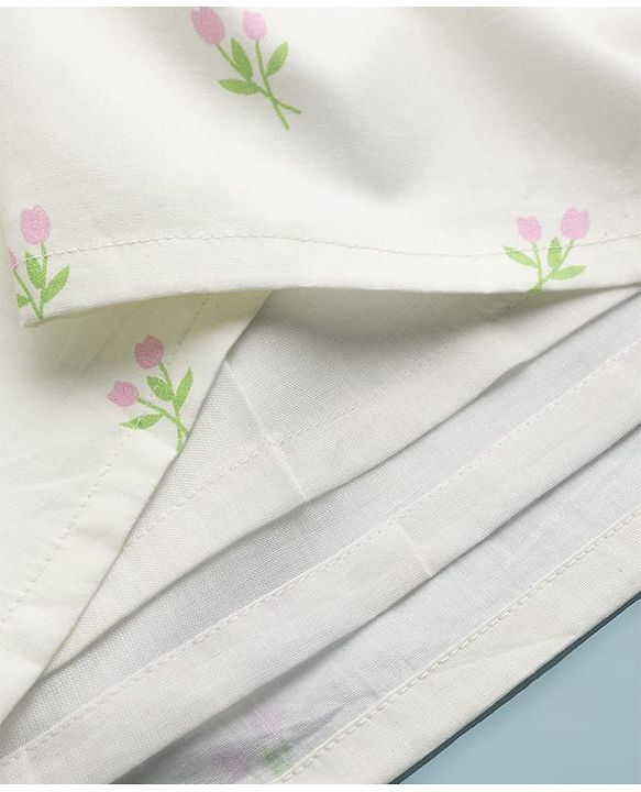 Babyhug Cotton Woven Sleeveless Frock With Floral Print & Applique - White