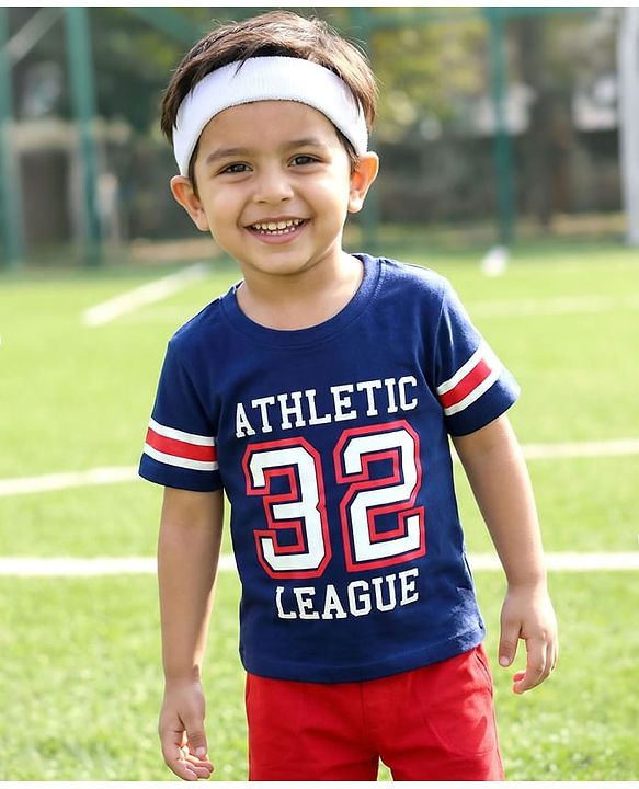 Babyhug Cotton Knit Half Sleeves T-Shirt With Text Print - Multicolor