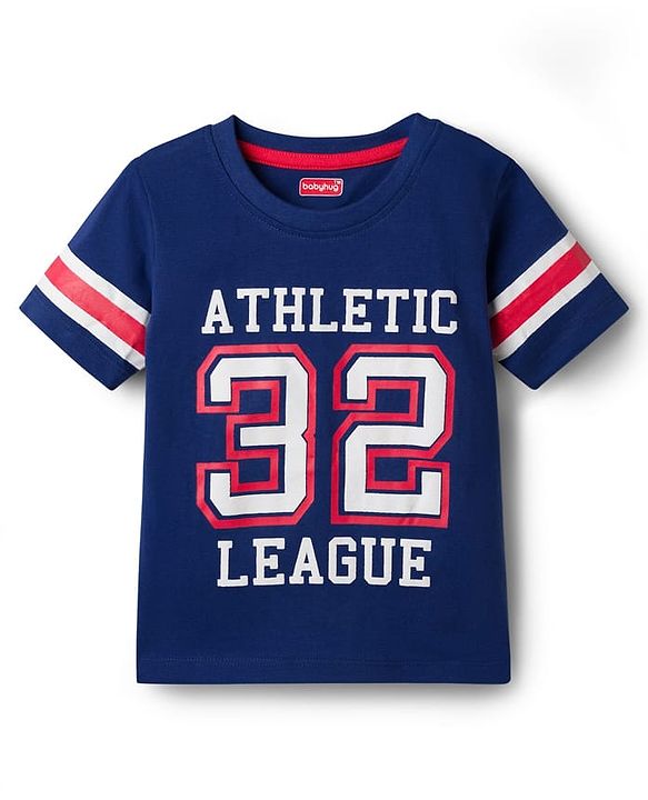 Babyhug Cotton Knit Half Sleeves T-Shirt With Text Print - Multicolor