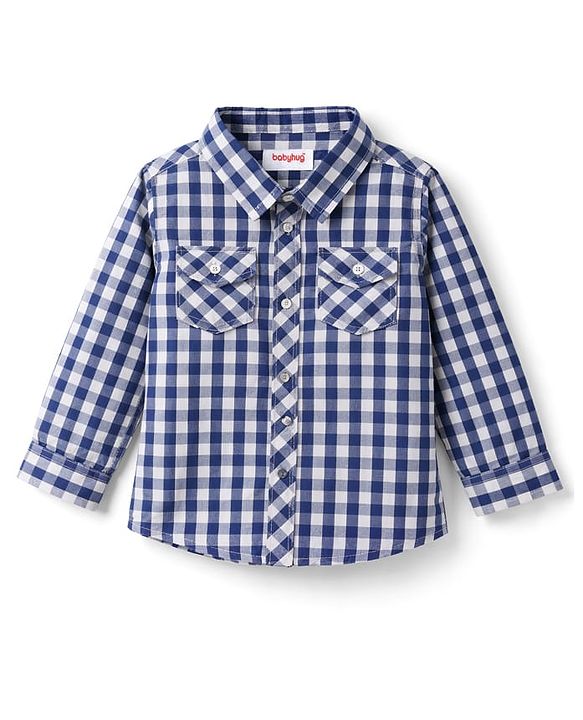 Babyhug Cotton Woven Full Sleeves Checks Shirt & Denim Jeans Set - Blue