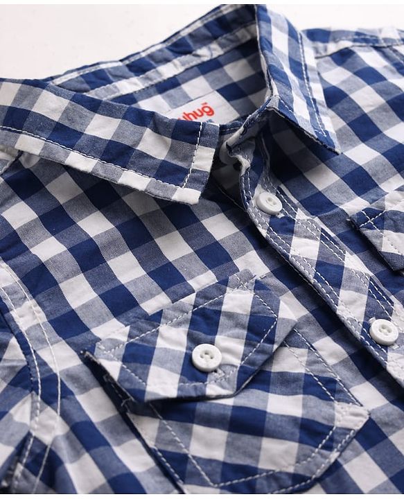 Babyhug Cotton Woven Full Sleeves Checks Shirt & Denim Jeans Set - Blue