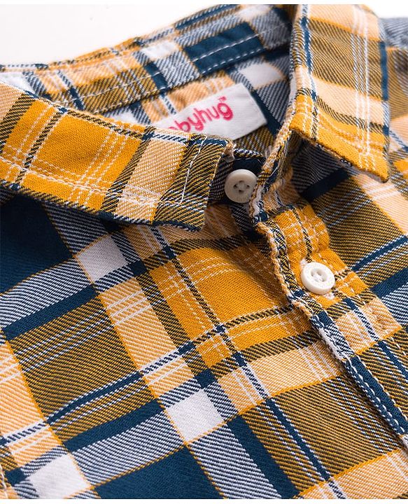 Babyhug Cotton Woven Full Sleeves Checkered Shirt & Denim Jeans Set - Blue