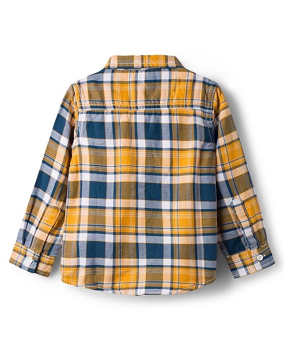 Babyhug Cotton Woven Full Sleeves Checkered Shirt & Denim Jeans Set - Blue