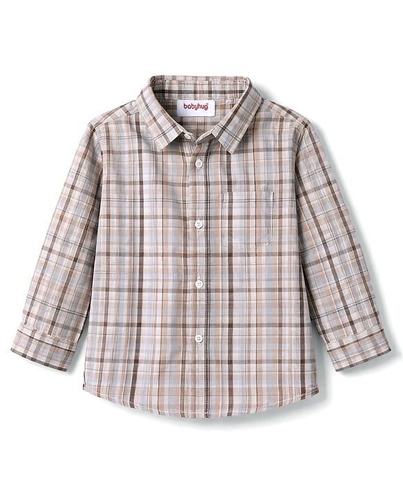 Babyhug Cotton Woven Full Sleeves Checks Shirt & Lounge Pant Set - Multicolor