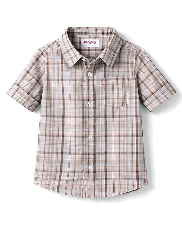 Babyhug Cotton Woven Full Sleeves Checks Shirt & Lounge Pant Set - Multicolor