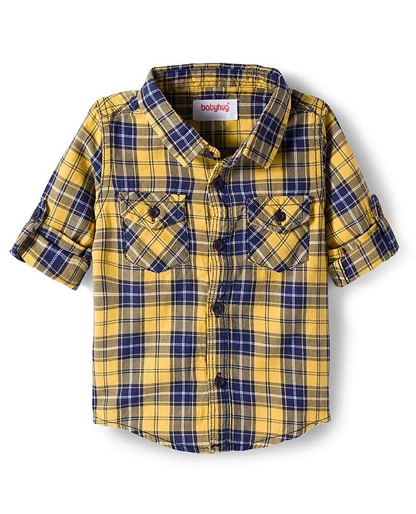 Babyhug Cotton Woven Full Sleeves Checks Shirt & Denim Jeans Set - Multicolor