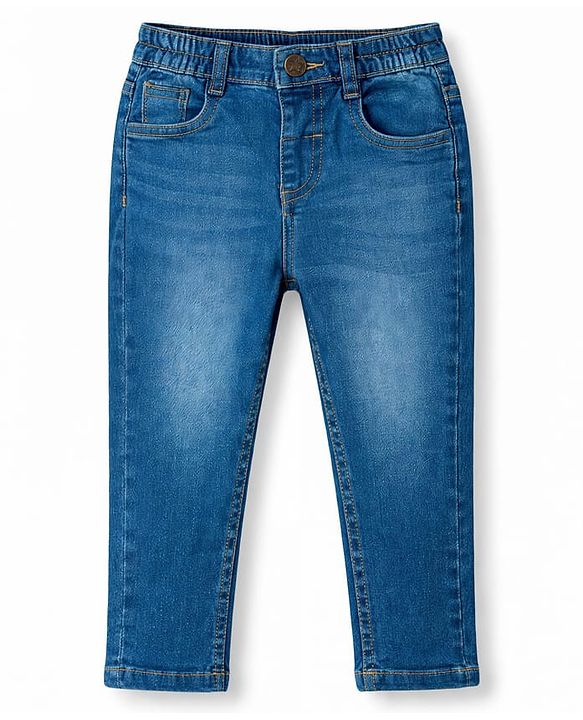 Babyhug Cotton Woven Full Sleeves Solid Color Shirt & Denim Jeans Set - Sea Green & Blue