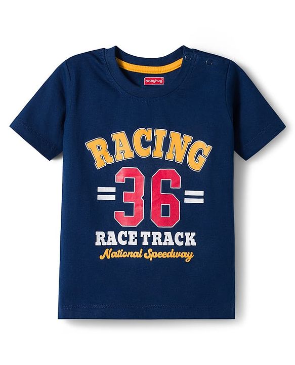 Babyhug 100% Cotton Knit Half Sleeves Race Theme Printed T-Shirt - Multicolour