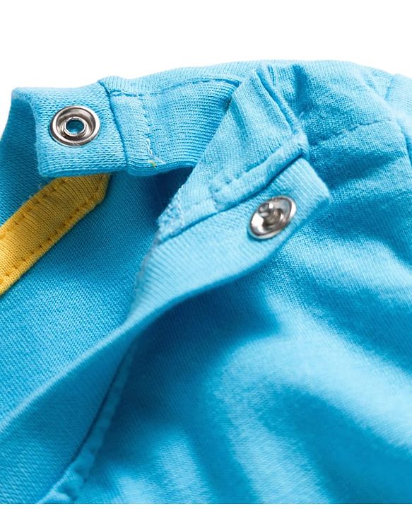 Babyhug Cotton Knit Half Sleeves T-Shirt With Animal Print - Light Blue