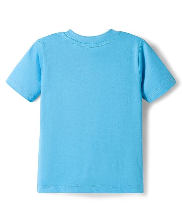 Babyhug Cotton Knit Half Sleeves T-Shirt With Animal Print - Light Blue