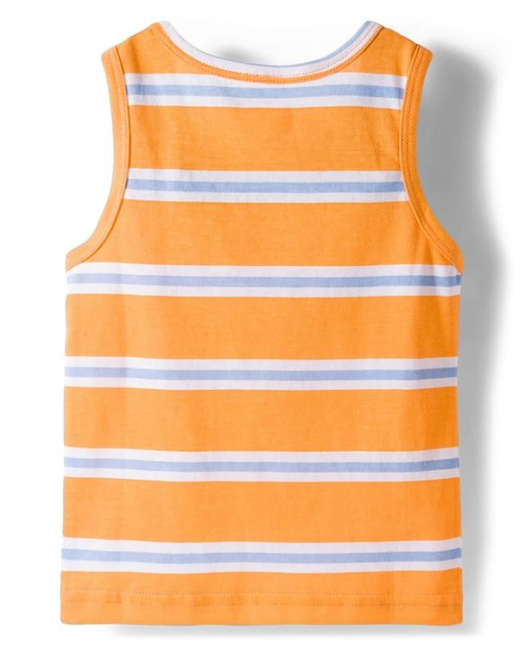 Babyhug 100% Cotton Knit Sleeveless Striped & Animal Printed Sando Pack Of 3 - Multicolour