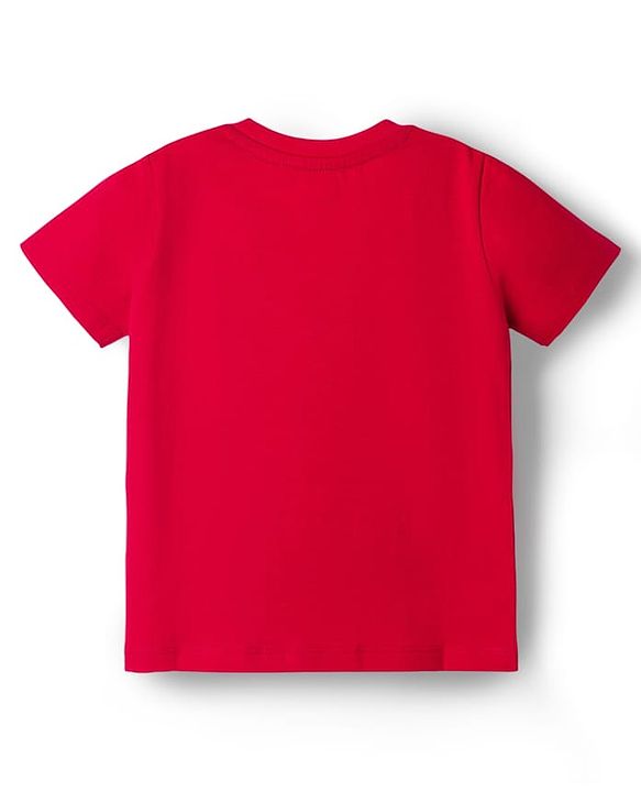 Babyhug 100% Cotton Knit Half Sleeves Text Printed T-Shirt - Red