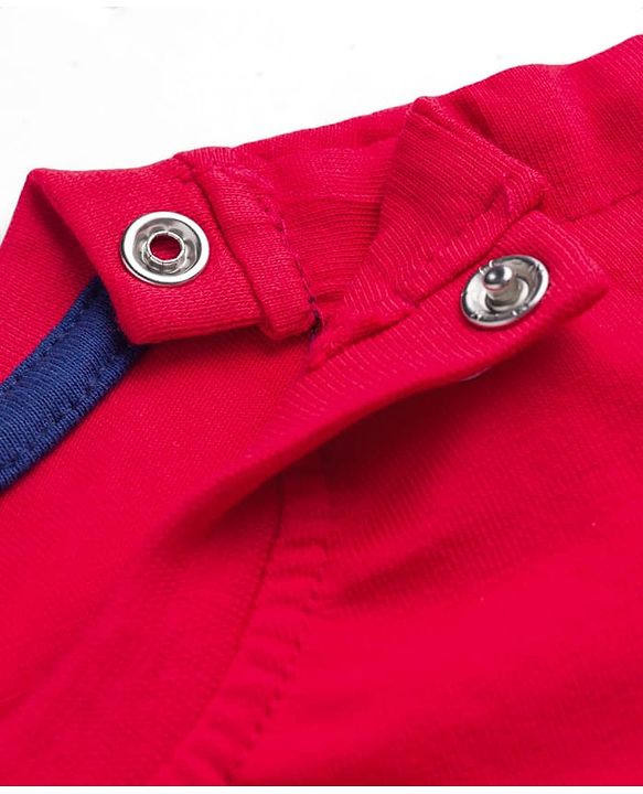 Babyhug 100% Cotton Knit Half Sleeves Alligator & Text Printed T-Shirt - Red