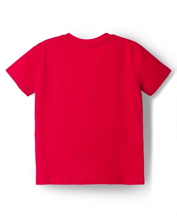 Babyhug 100% Cotton Knit Half Sleeves Alligator & Text Printed T-Shirt - Red