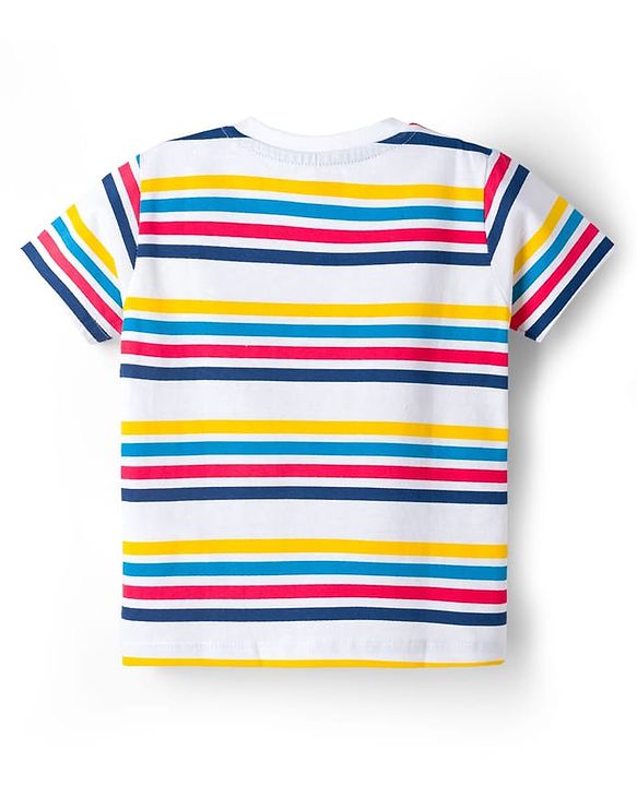 Babyhug 100% Cotton Knit Half Sleeves Striped T-Shirt - Multicolour