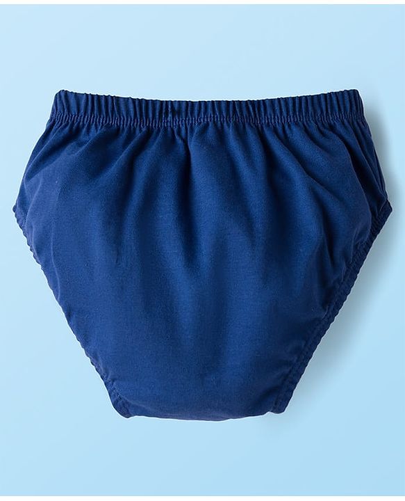 Babyhug 100% Cotton Knit Briefs  with Striped & Vehicle Print Pack of 3 - Navy White & Red