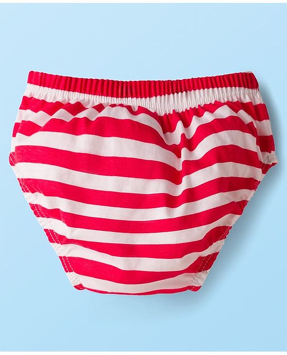 Babyhug 100% Cotton Knit Briefs  with Striped & Vehicle Print Pack of 3 - Navy White & Red