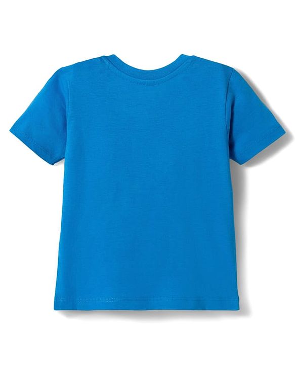 Babyhug Cotton Knit Half Sleeves T-Shirt with Rainbow & Text Print - Blue
