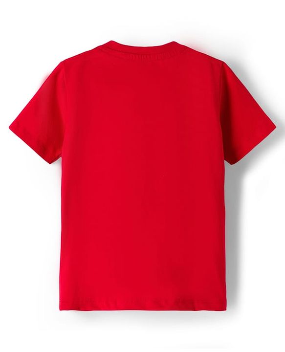 Babyhug 100% Cotton Knit Half Sleeves Text Printed T-Shirt- Red