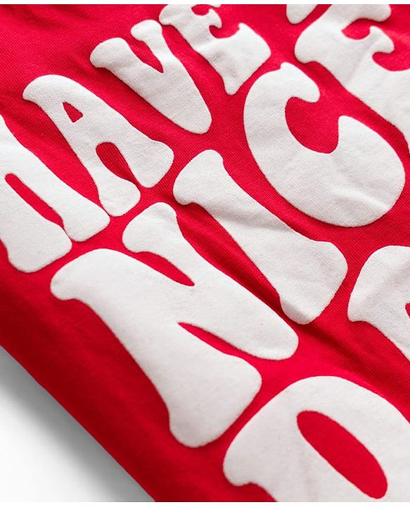 Babyhug 100% Cotton Knit Half Sleeves Text Printed T-Shirt- Red